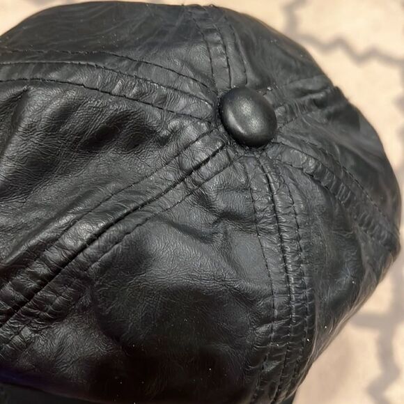 Black genuine Leather Baseball Cap Sima International Adjustable made in USA - Picture 5 of 9